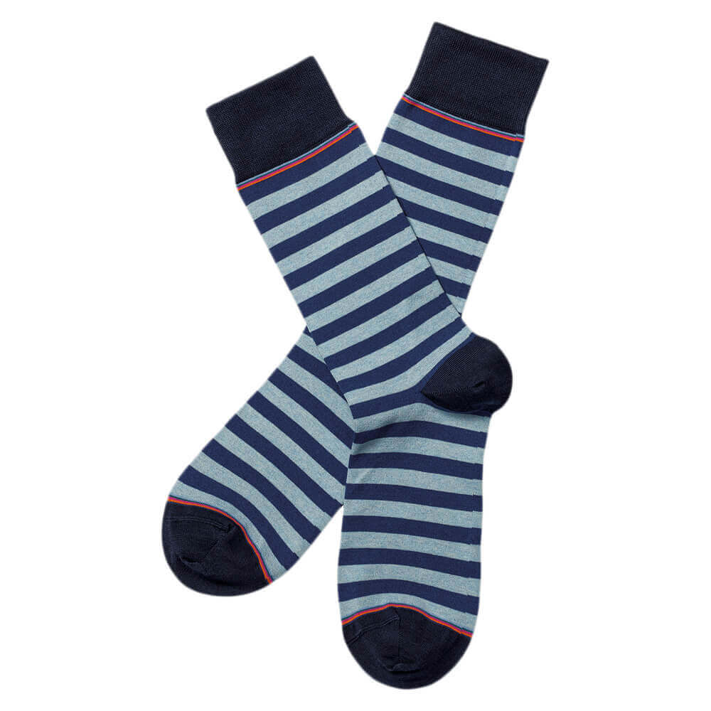 Charles Tyrwhitt Block Stripe Socks - Ice Blue